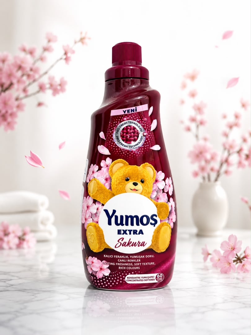 WhatsApp Image 1405-04-25 at 13.32.26 نرمکننده لباس Yumoş Extra Sakura | رایحه شکوفه گیلاس | غلیظ | ۶۰ بار شستشو - Image 1