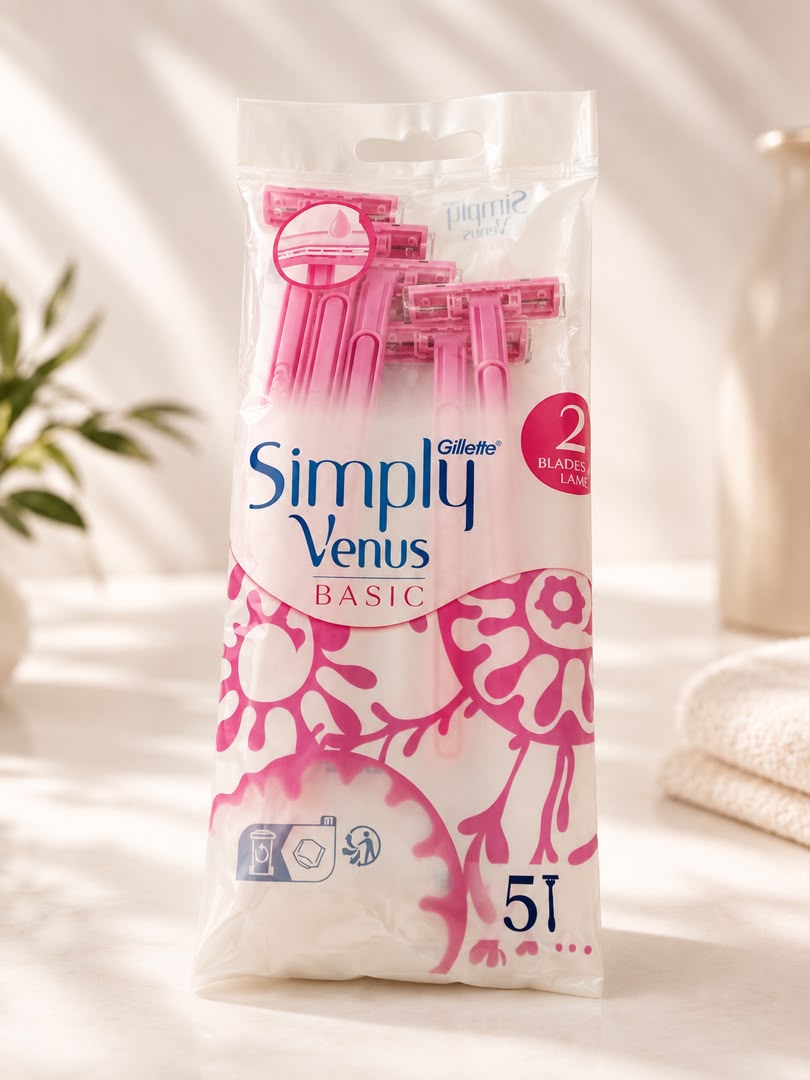 WhatsApp Image 1405-05-07 at 22.58.28 تیغ اصلاح زنانه Gillette Simply Venus Basic (بسته ۵ عددی) - Image 1
